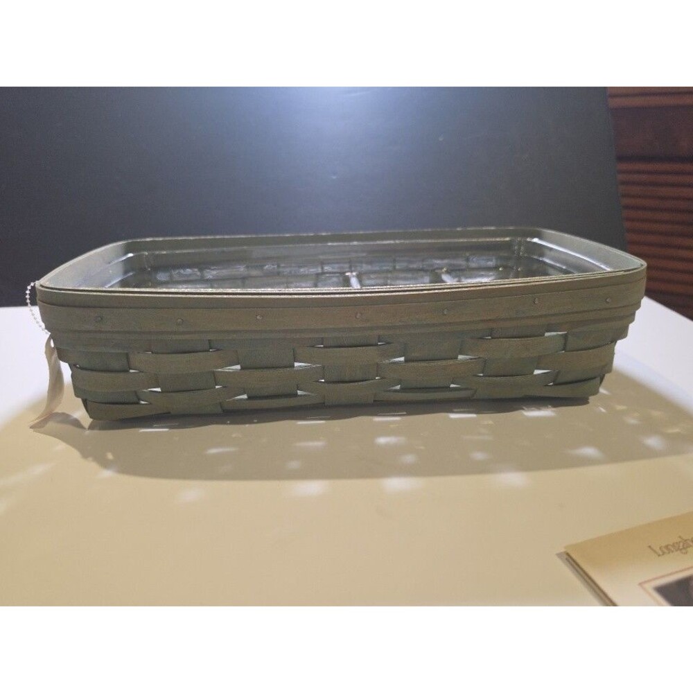 Longaberger Sage Green Bread Basket Medium 17.5" 2000 Protector Booklet Vintage